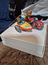 Vintage Z.Z. Germany Tinplate Motorcycle with Sidecar Miniature Tin Toy 3"