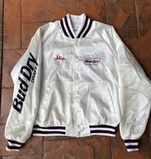 Vintage 80s Bud Dry Draft Promo Satin Bomber Jacket XL Made In USA