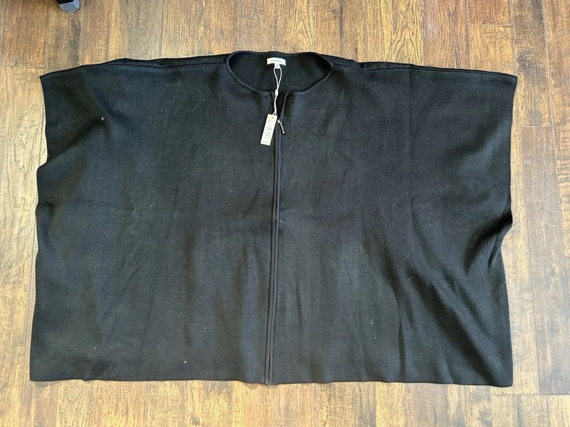Max Studio pull over cardigan 9708123 Black Style Poncho Size L ($128 MSRP)  NWT