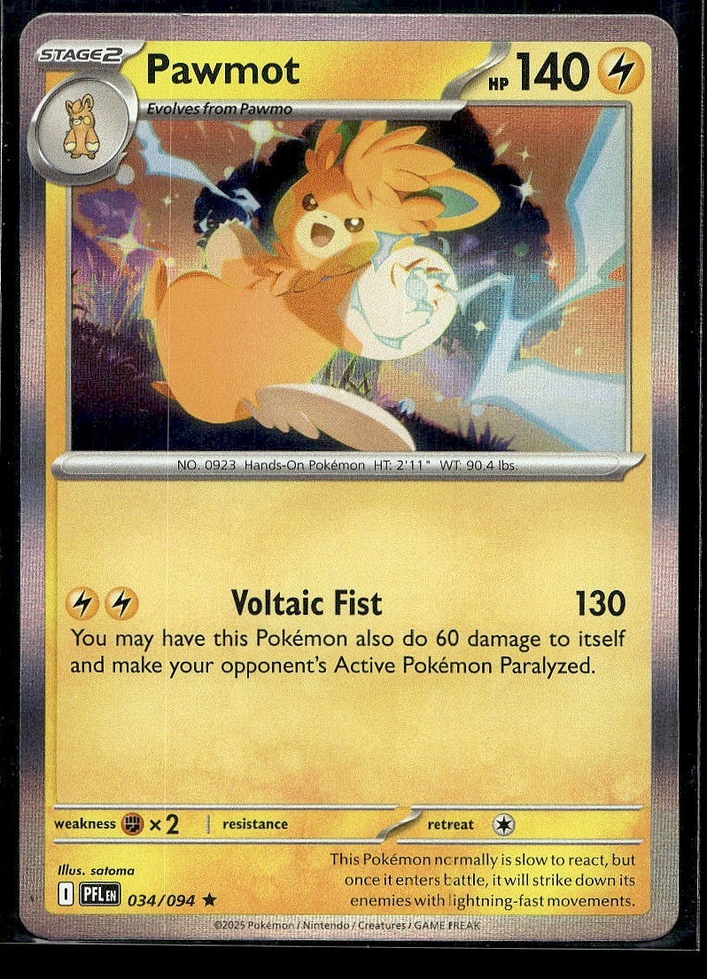 Pawmot 034/094 Rare Phantasmal Flames Pokemon Holo NM  B10G10