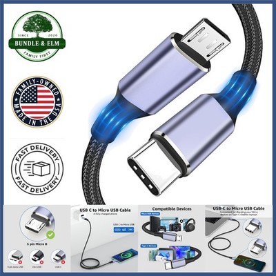 USB Type C to Micro USB Cable, 3FT Braided for Fast Data Transfer and Charging