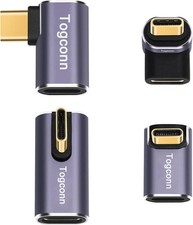 Right Angle USB C Adapter 4-Pack, Multi-Type 90 Degree USB Type-C Male to Female