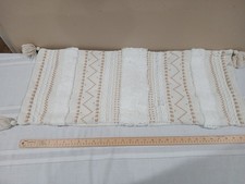 Boho PILLOW SHAM cover 34x13" White Embroidered Tassels