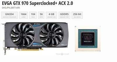 EVGA GTX 970 Superclocked+ ACX 2.0 4GB GDDR5 Graphics Card DP HDMI 2x DVI 
