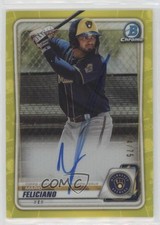 2020 Bowman Chrome Prospects Yellow Refractor 14/75 Mario Feliciano Auto 0s9f