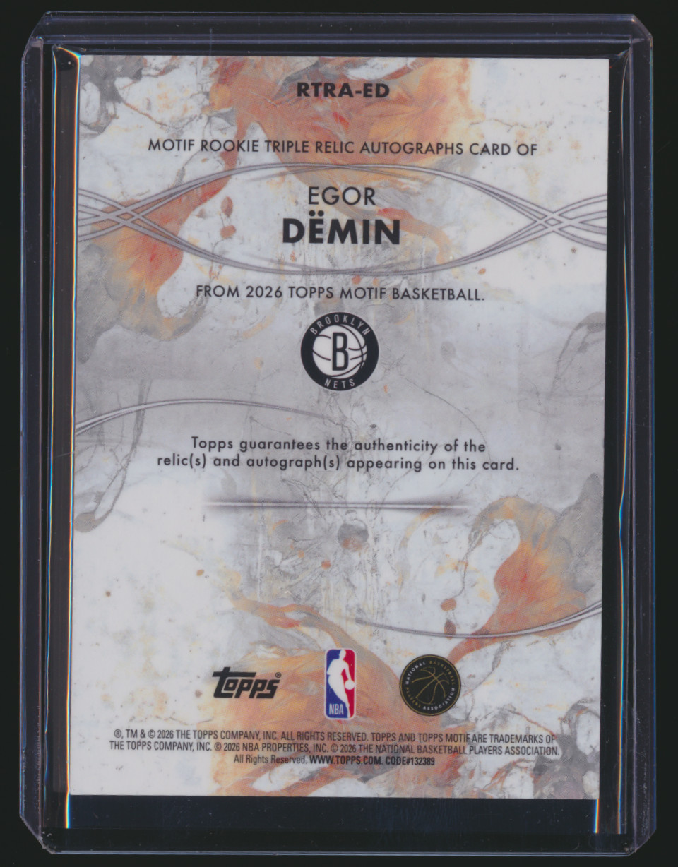 2025-26 Topps Motif RPA Rookie Patch Auto Egor Demin Nets Autograph /25 view 2
