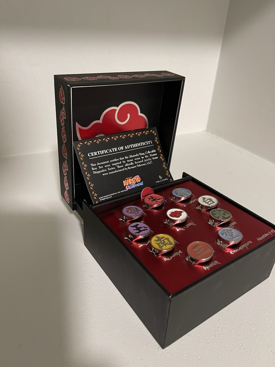 AKATSUKIJAPAN　セット Naruto Shippuden Akatsuki Ten Clans Ring Set w/ Box & COA