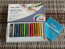 Pentel Fabric Fun Pastel Dye Sticks Fabric Crayons 15 Colours PTS15 clothes etc