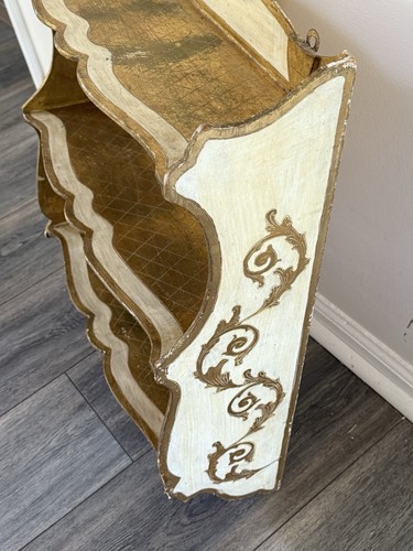 Italian Florentine Wood Wall Shelf Gilded Gold Guilt Vintage Handcrafted Italy - Picture 4 of 13