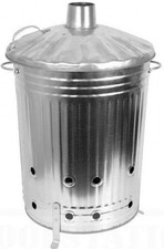 90L Galvanized Steel Incinerator Bin - Outdoor Fire Burner Dustbin for Leaves