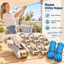 6pcs Rope Pulley System with 2 Braided Ropes