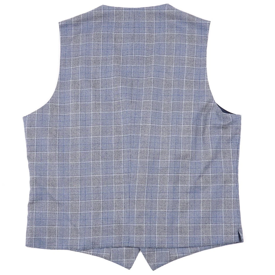 Chaleco Kiton Napoli Azul Cielo-Gris Cuadros Lana Cachemira 40 (UE 50) NUEVO CON ETIQUETAS Foto 4 de 4