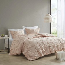 INK IVY Masie 3-Piece Embroidered Cotton King/Cal King Duvet Cover Set in Blush