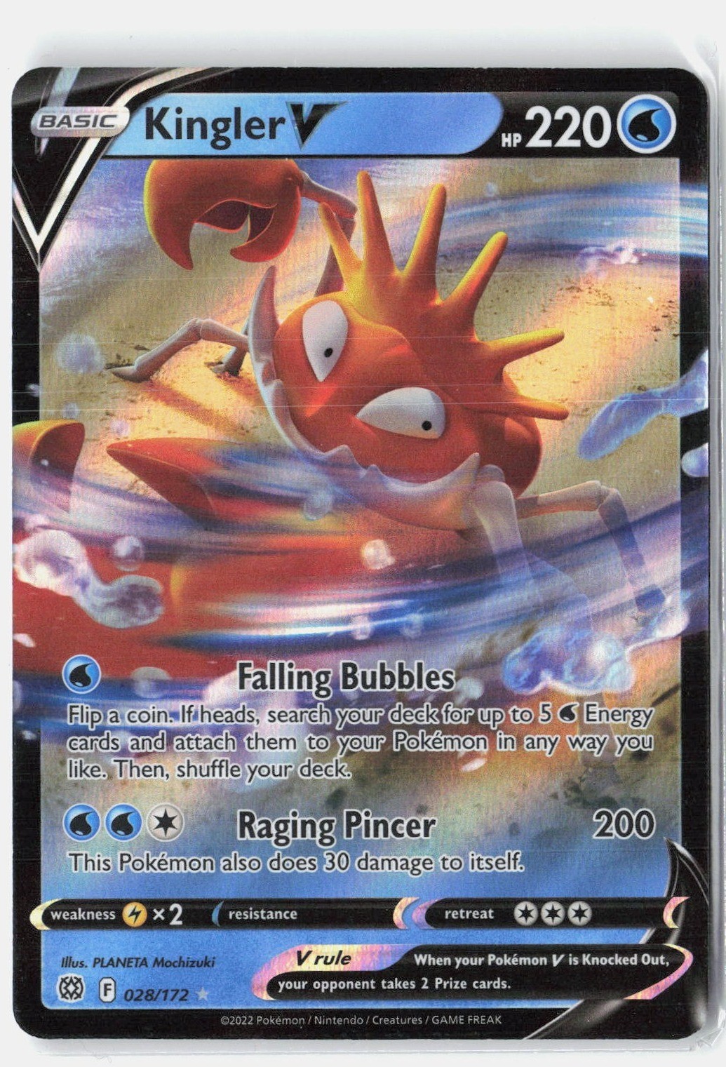 Kingler V 028/172 Holo V Rare Brilliant Stars Pokemon Near Mint