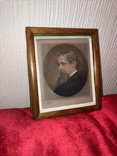 Antique Framed Charles Dickens Print Signed G.Sidney Hunt FT Dennis Proof ,C1900
