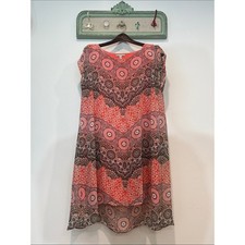 Dana Buchman Vintage Bohemian Coral mandala Patterned High-Low Dress women’s XL