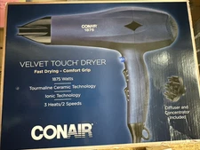 Conair Velvet Touch Dryer, 1875 Watts, w/Diffuser & Concentrator