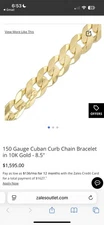 150 Gauge Cuban Curb Chain Bracelet In 10k Gold