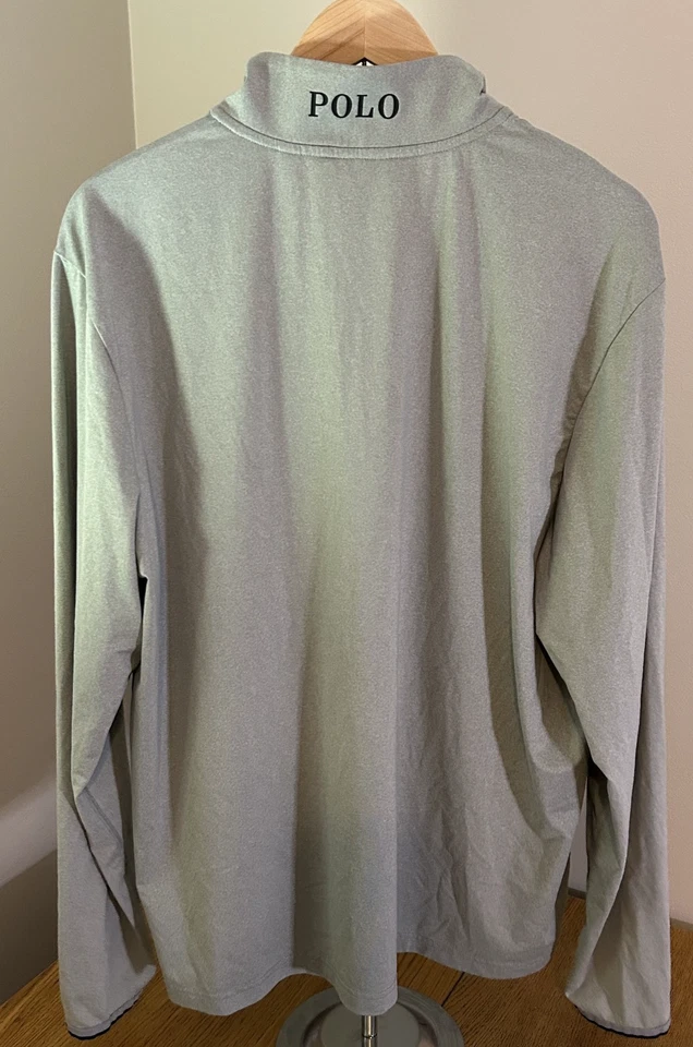 Polo Golf Ralph Lauren Hombres XL Gris Claro 1/4 Cremallera Pullover Rendimiento Foto 3 de 4