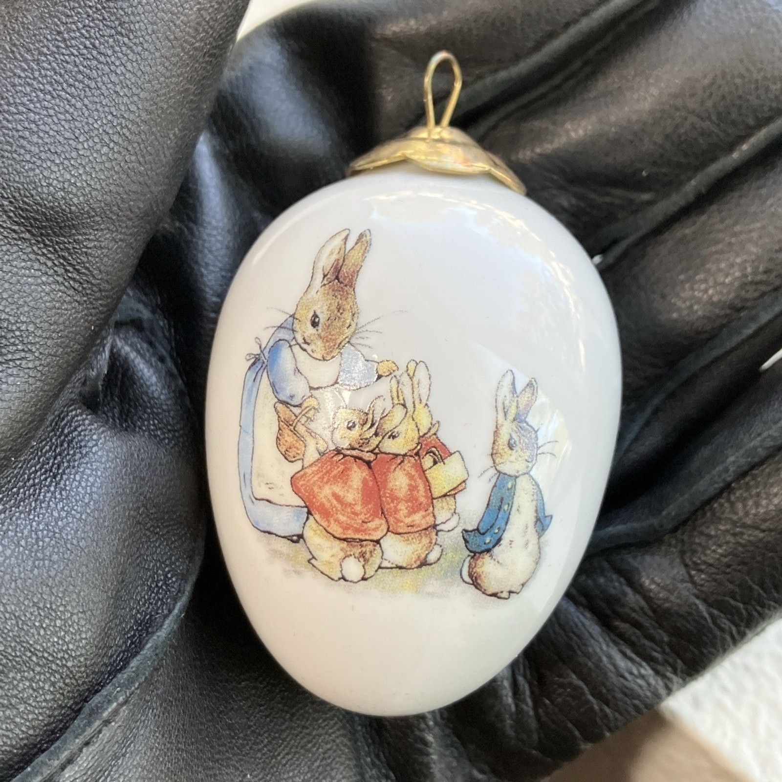 Porcelain Beatrix Potter Ornaments Two Reutter Porzella Eggs Peter Rabbit German