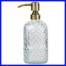 16 oz Glass Soap Dispenser with Vintage Gold Pump, Refillable Hand Soap Dispe...
