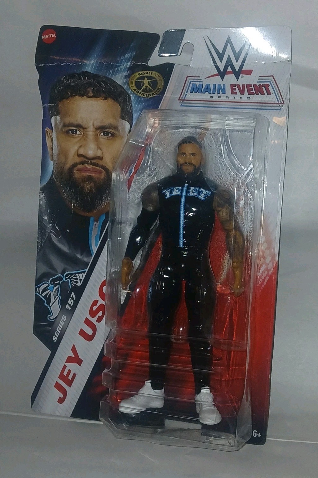WWE Jey Uso Series 157 Main Event Wrestling Figure Bloodline Yeet DAMAGED CARD