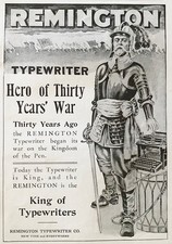 Medieval War Hero REMINGTON King of Typewriters Model No.6 Antique 1905 Print Ad thumbnail