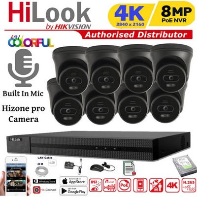 HIKVISION 4K CCTV SYSTEM IP POE 8MP NVR 8MP AUDIO MIKROFON 24/7 COLORVU SICHERHEITSSET