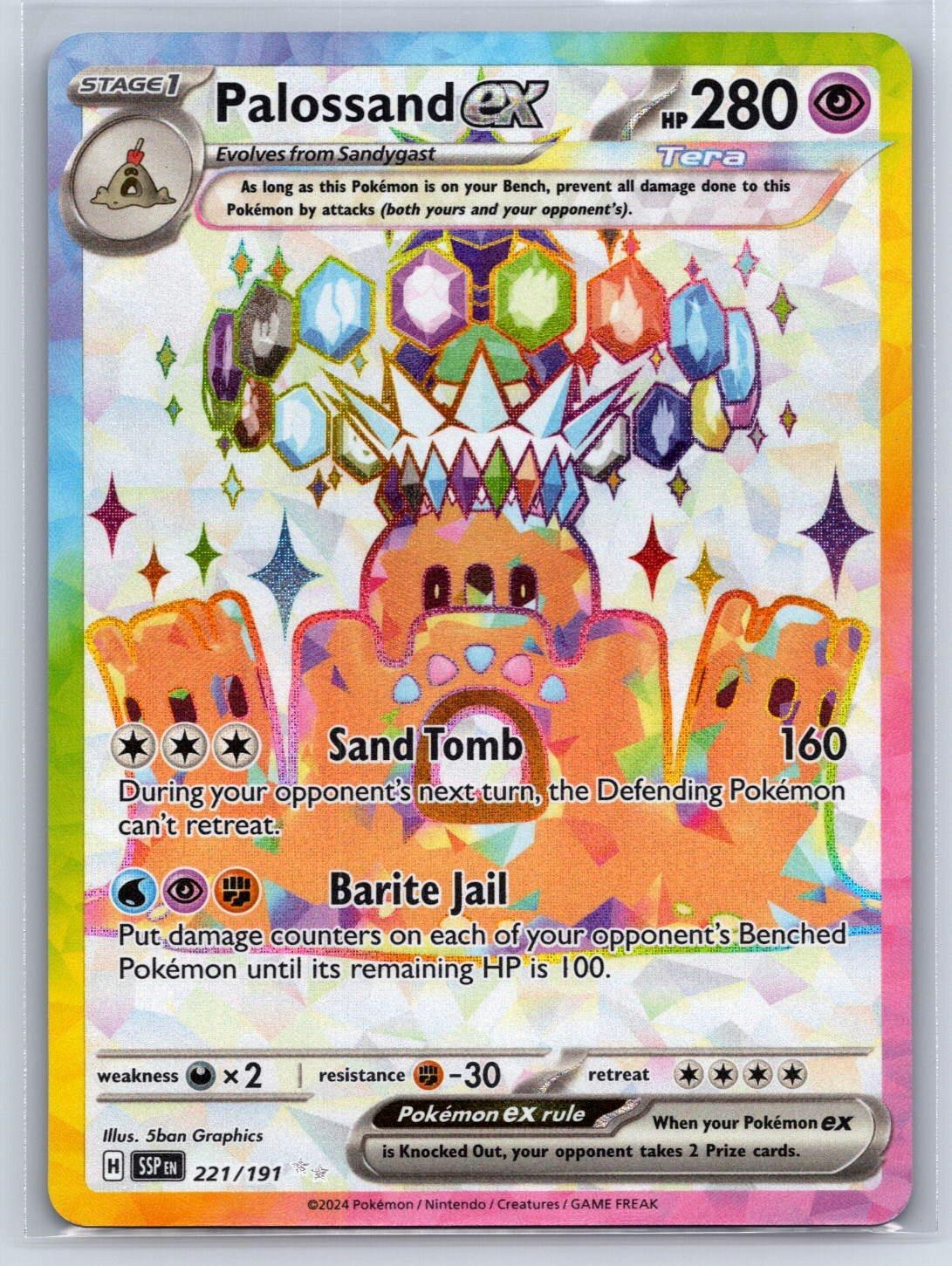Palossand ex 221/191 Ultra Rare Surging Sparks Pokemon Holo Near Mint