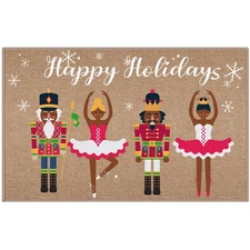 Nutcracker Doormat African American Christmas Doormat Happy Holiday Entrance ...