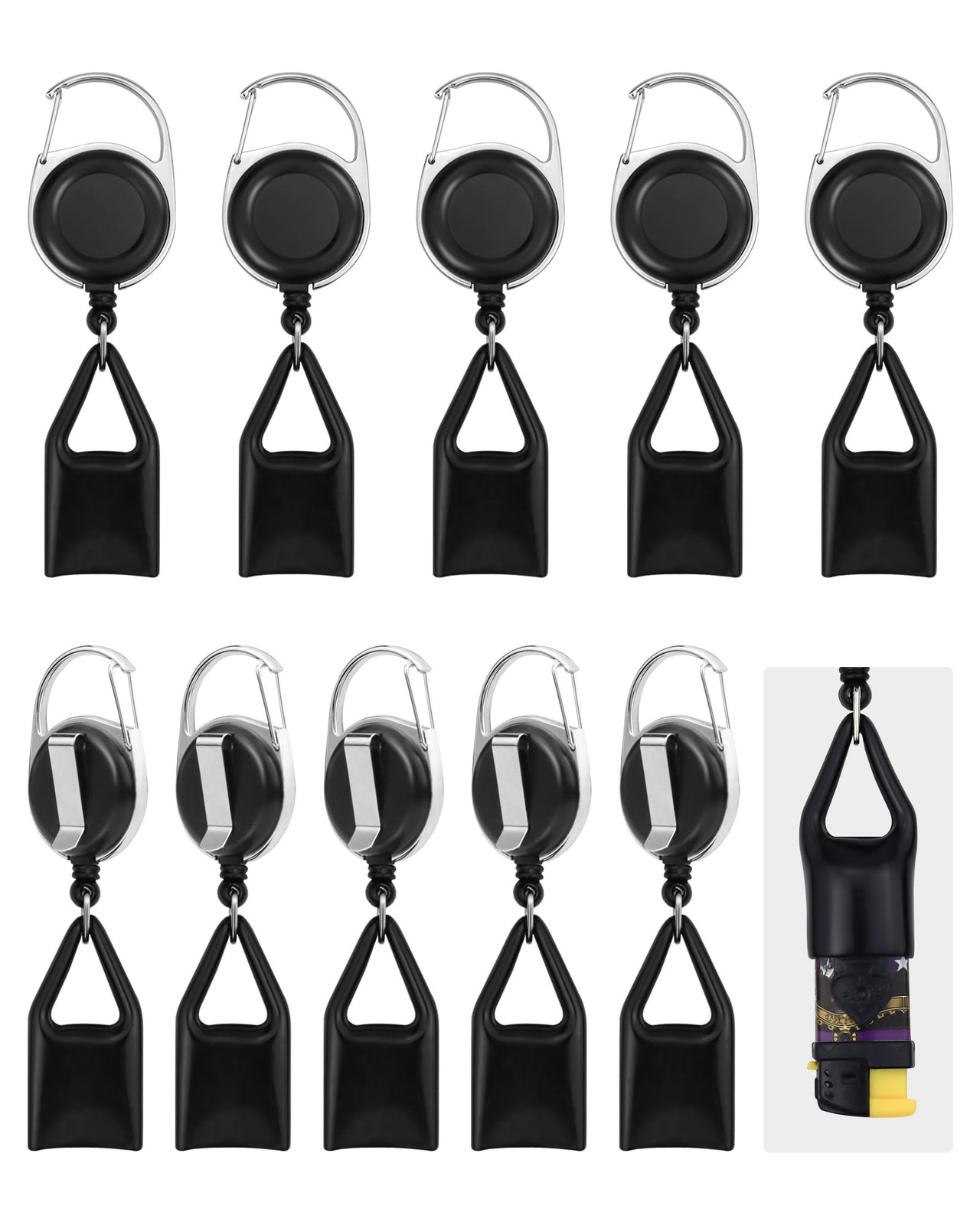 Clip Holder Keychain Lighter Leash With Clip Black