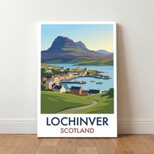 Lochinver, Scotland Travel Poster Giclee Canvas Print
