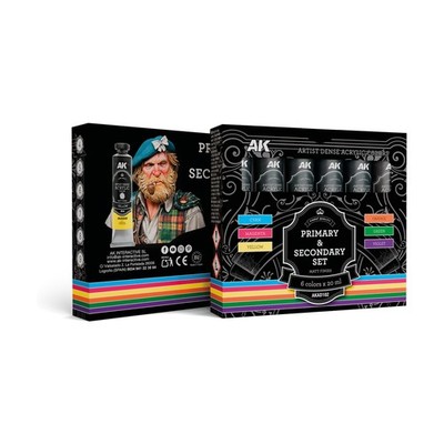 AK Paint Artistic Dense Acrylic Color Primary & Secondary Paint Set SW (New)
