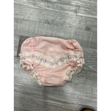 Vintage Pink Swiss Dot Lace Floral Embroidered Diaper Cover Bloomers 0-3 Months
