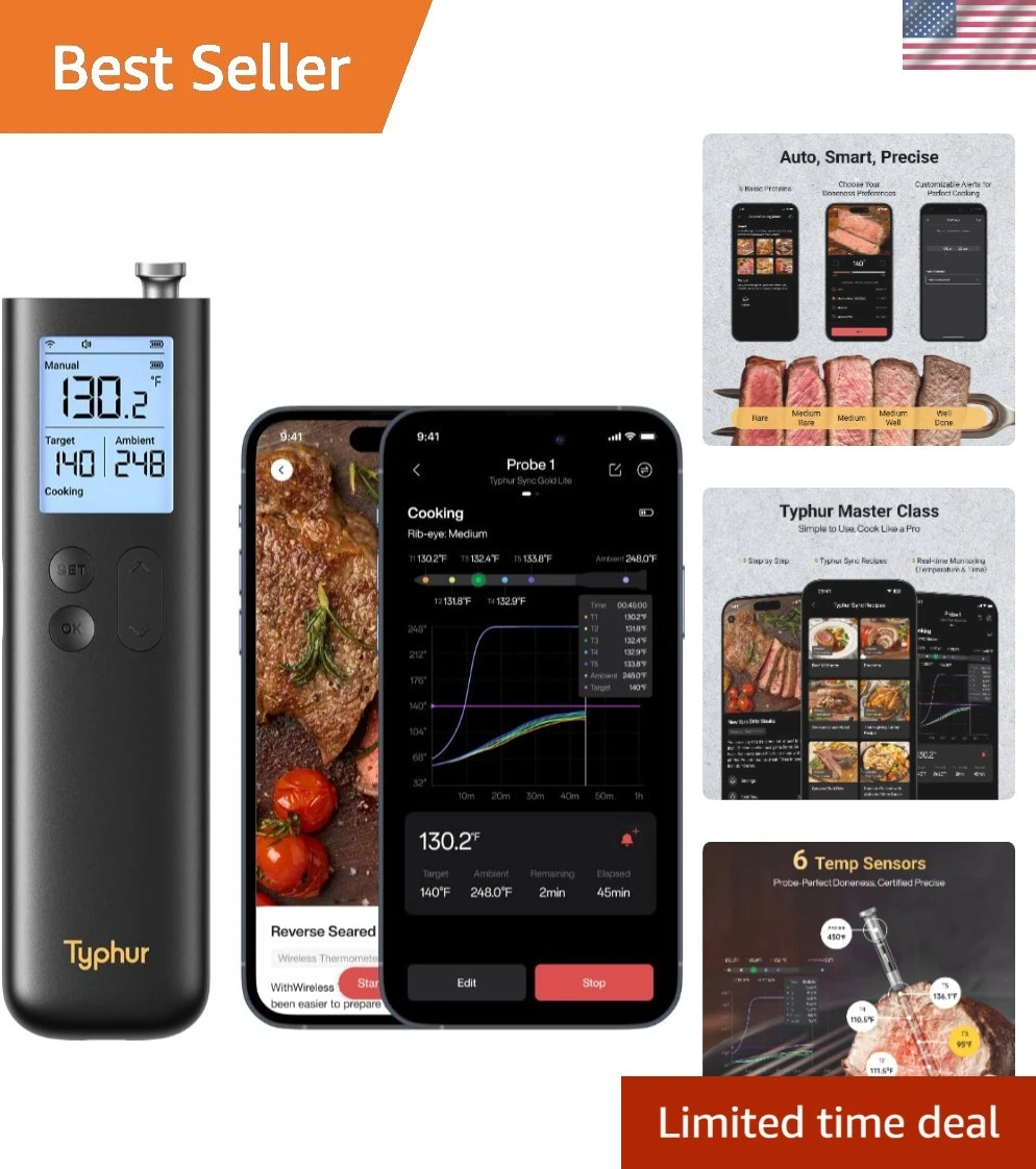 Smart Wireless Meat Thermometer - Ultra-Fast, Rechargeable & Durable Design