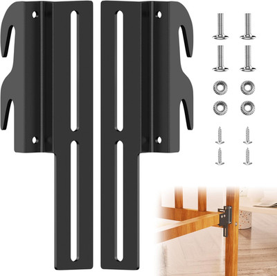 2Pcs 711 Bolt-On to Hook-On Bed Frame Conversion Brackets, Bed Frame Hooks, Univ