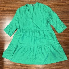 Boden 100% Linen Midi Tiered Dress In Kelly  Green Size 20R EUC