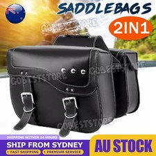 2PCS PU Leather Motorcycle Side Saddle Bag Universal Saddlebag Luggage Panier AU