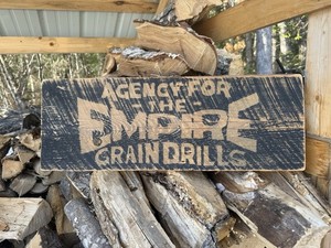 Antique Early Empire Grain Drills Wood Sign General Store Seed Feed Shortsville
