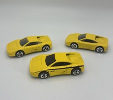 Hot Wheels Ferrari F355 Yellow 3 Variation Lot Blister Pulls Metal Base