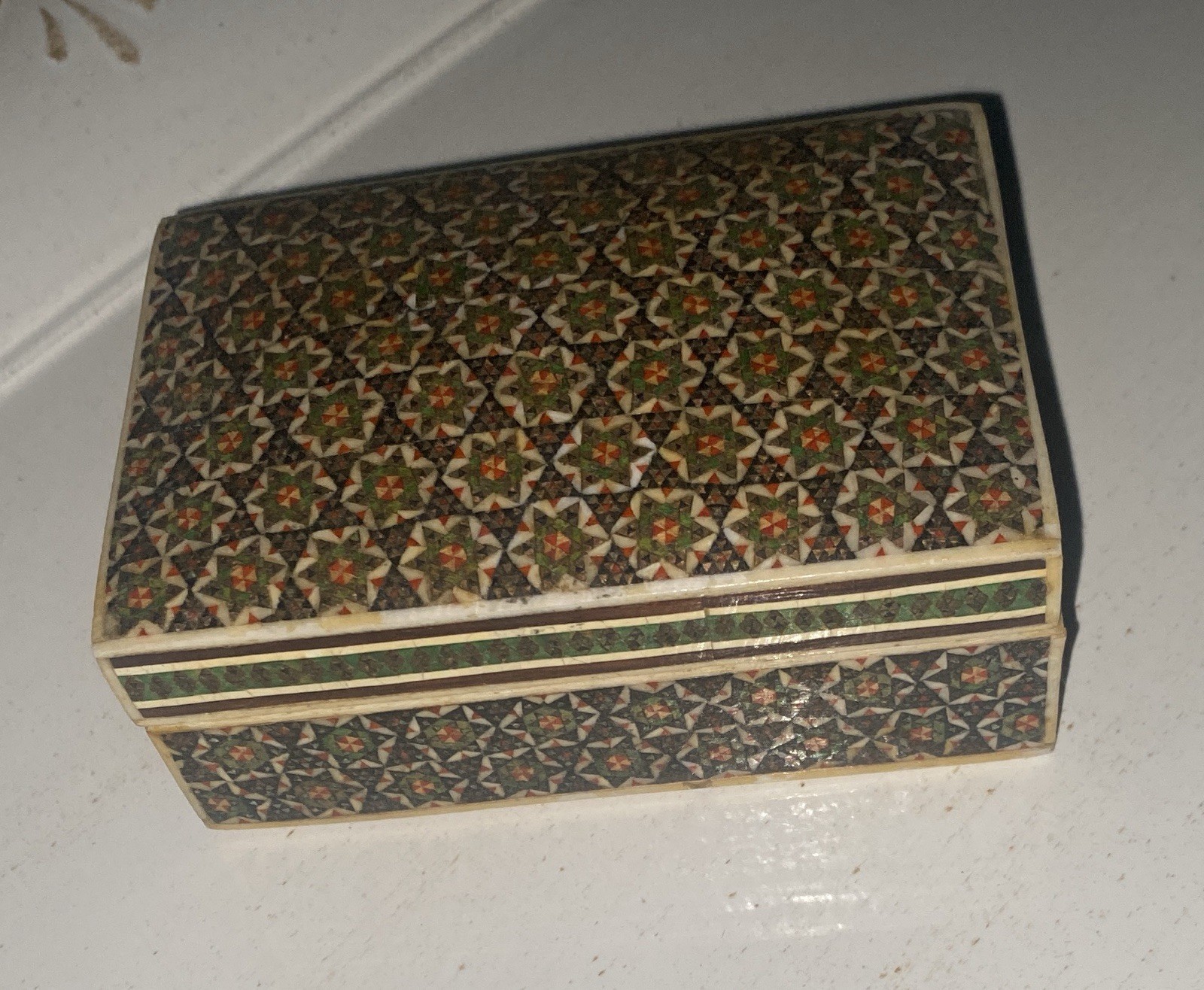 Vintage Persian  Mosaic Khatam Marquerty  Jewelry Box