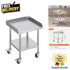 Heavy Duty 24 x 24 Stainless Steel Prep Table with Adjustable Shelves Wheels