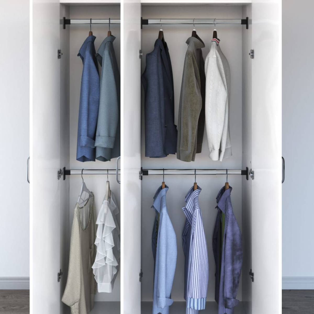 Telescopic wardrobe rail 4pcs Silver 58-100cm Aluminium adjustable closet space