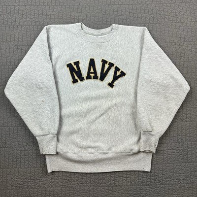 Vintage 90s Champion Reverse Weave US Navy Crewneck Sweatshirt Men Large Gray
