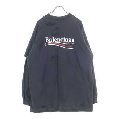 BALENCIAGA 25SS Layered Crash Campaign Logo L s T-Shirt Distressed