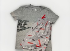 Nike Boys Gray Cotton Activewear Set T-Shirt   Just Do It  Shorts Size M