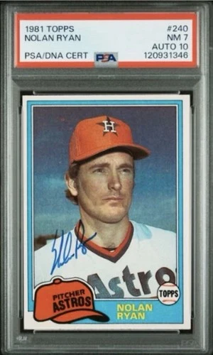1981 And 1982 Topps Nolan Ryan Signed Baseball Cards PSA 7 DNA 10 Certified