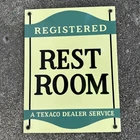 VINTAGE TEXACO REST ROOM PORCELAIN SIGN GAS STATION MOTOR OIL TEXAS PUMP PLATE