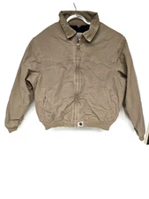 Vintage Carhartt Tan Beige Canvas Santa Fe Work Jacket Size 2XL J14 SDL