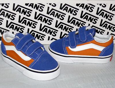 Vans OLD SKOOL V Rau UP Leder Canvas Kinder Schuhe Sneaker EU 21 OG Blue OG Gold